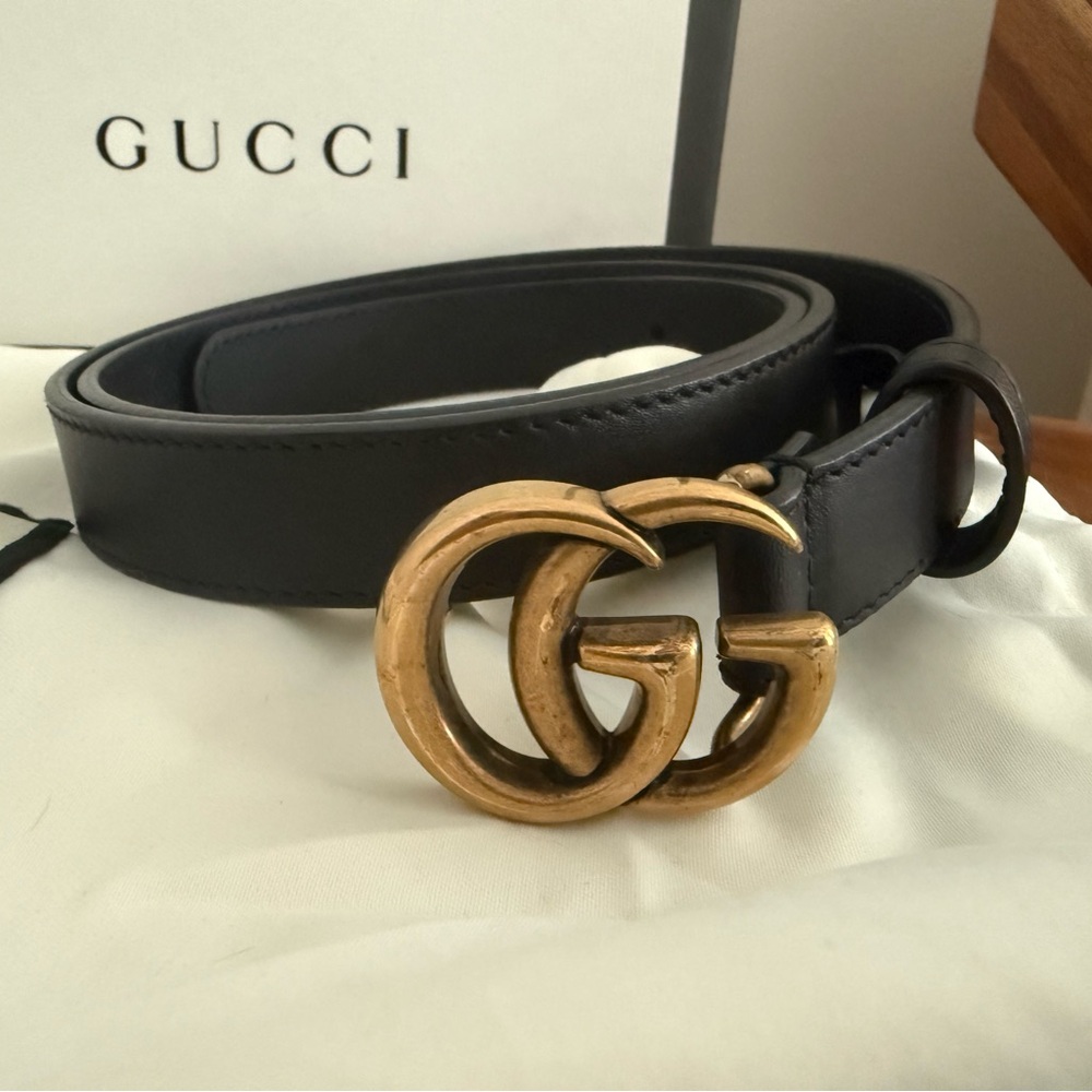 Gucci Black Marmont Thin Belt